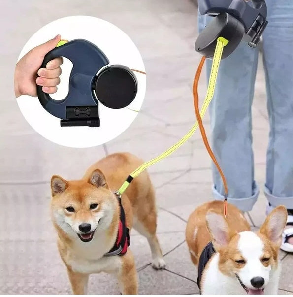 Double Retractable Pet Leash – 360° Swivel, Reflective, Dual Dog Walking Lead