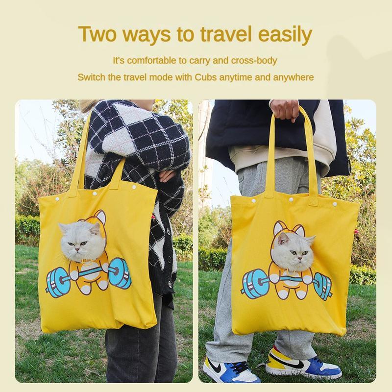 Pet Canvas Shoulder Bag – Cute & Breathable Cat Carrier for Outdoor Travel