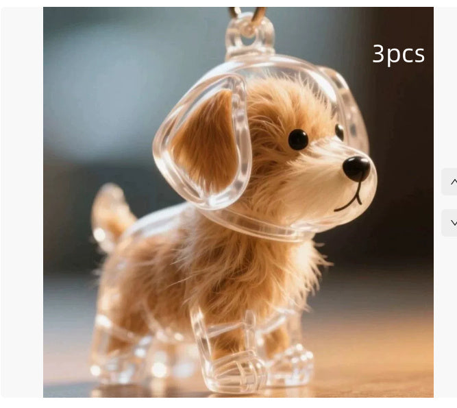 Pet Fur Memory Keychain – Mini Puppy Pendant Keepsake for Dog, Cute Figurine Memorial Gift for Pet Lovers