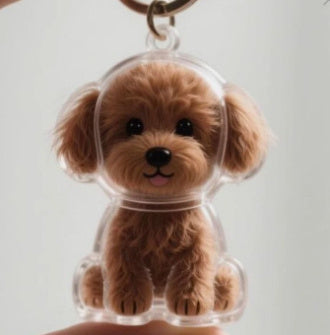 Pet Fur Memory Keychain – Mini Puppy Pendant Keepsake for Dog, Cute Figurine Memorial Gift for Pet Lovers