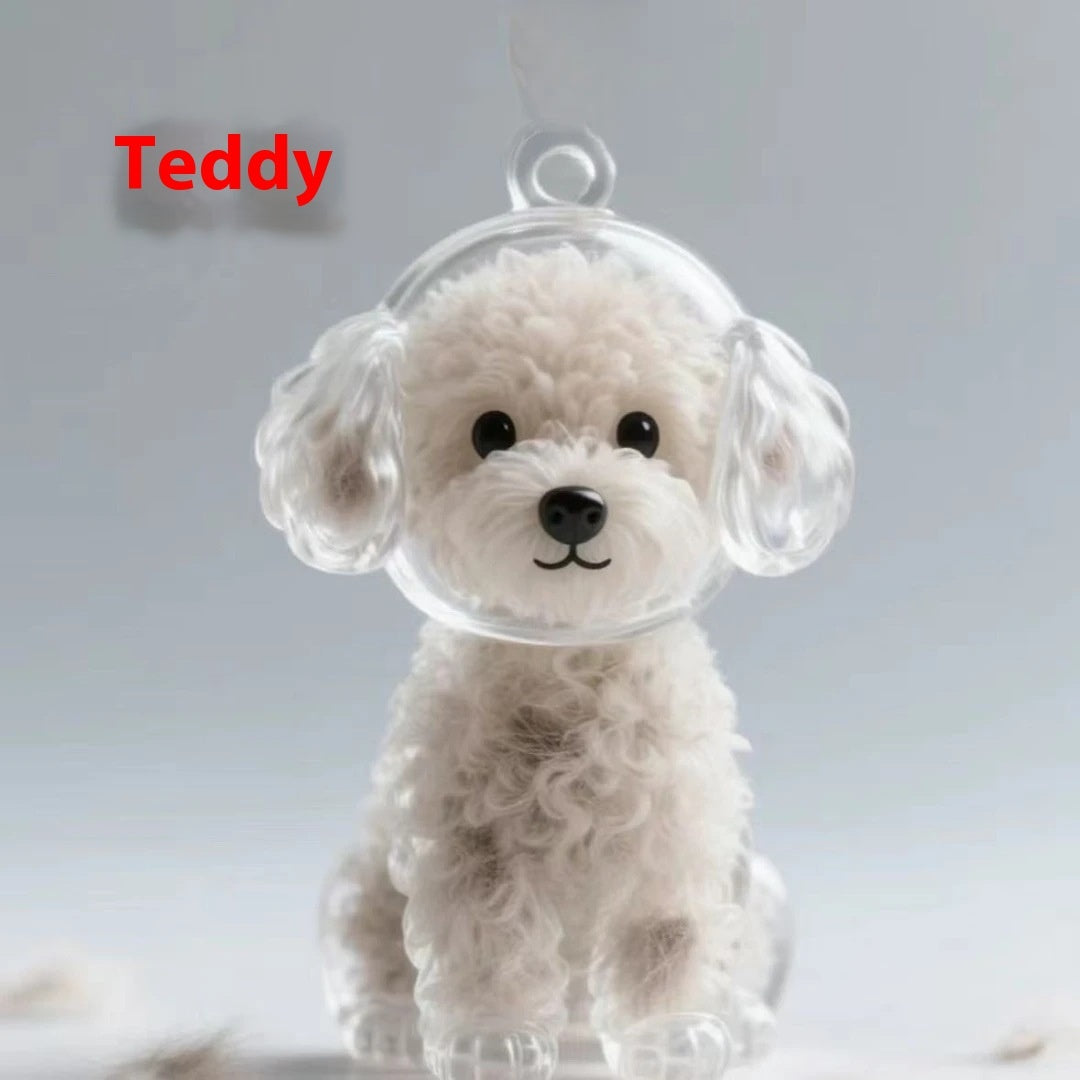 Pet Fur Memory Keychain – Mini Puppy Pendant Keepsake for Dog, Cute Figurine Memorial Gift for Pet Lovers
