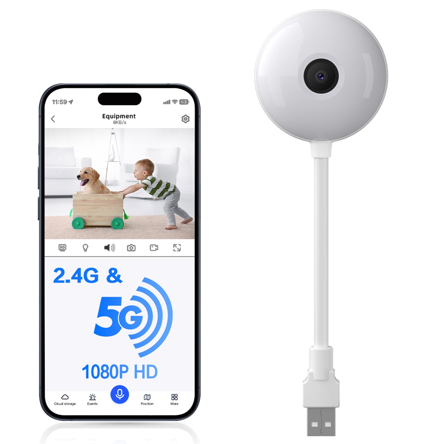 2K Lollipop WiFi Pet Monitor – Smart Camera with AI & Two-Way Audio