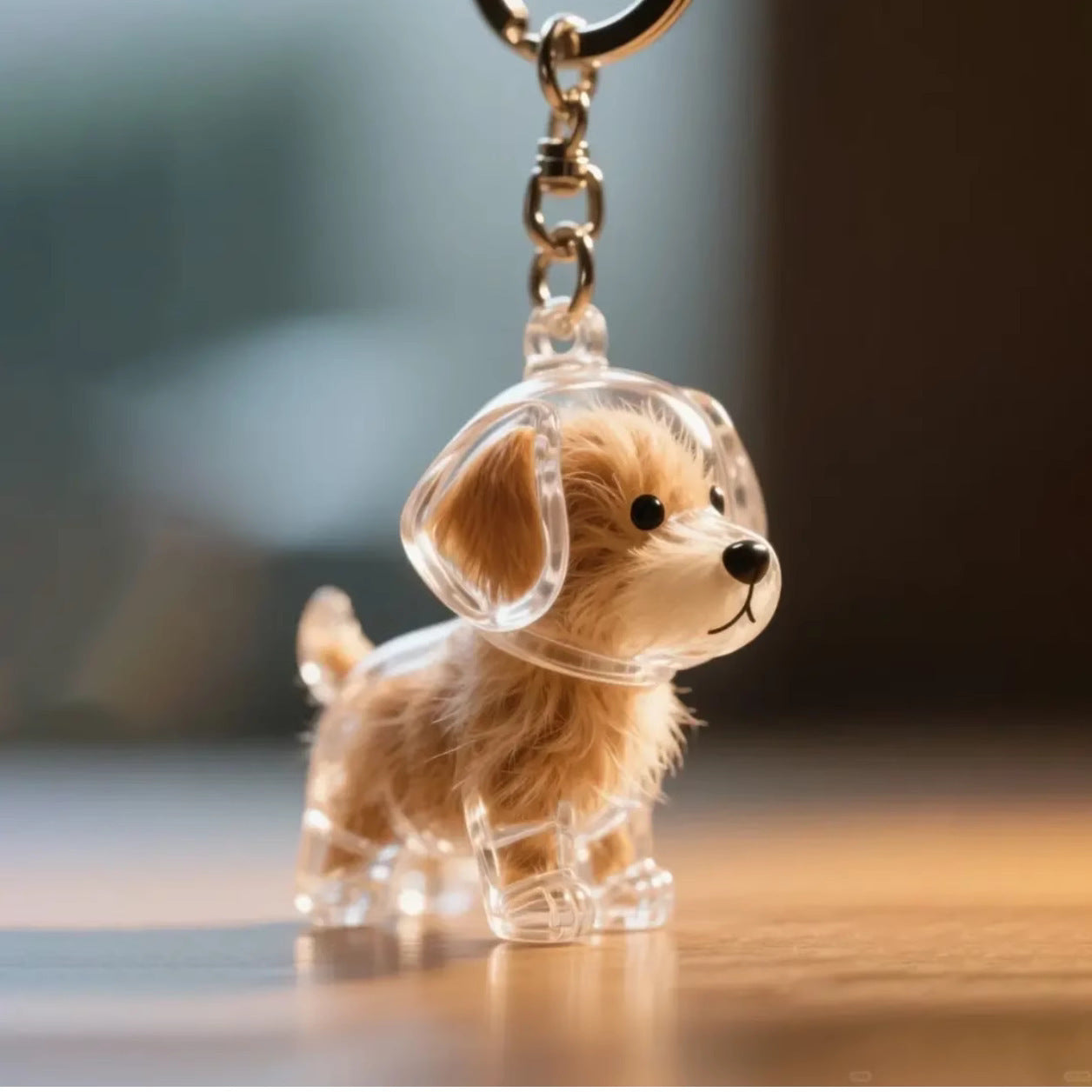 Pet Fur Memory Keychain – Mini Puppy Pendant Keepsake for Dog, Cute Figurine Memorial Gift for Pet Lovers